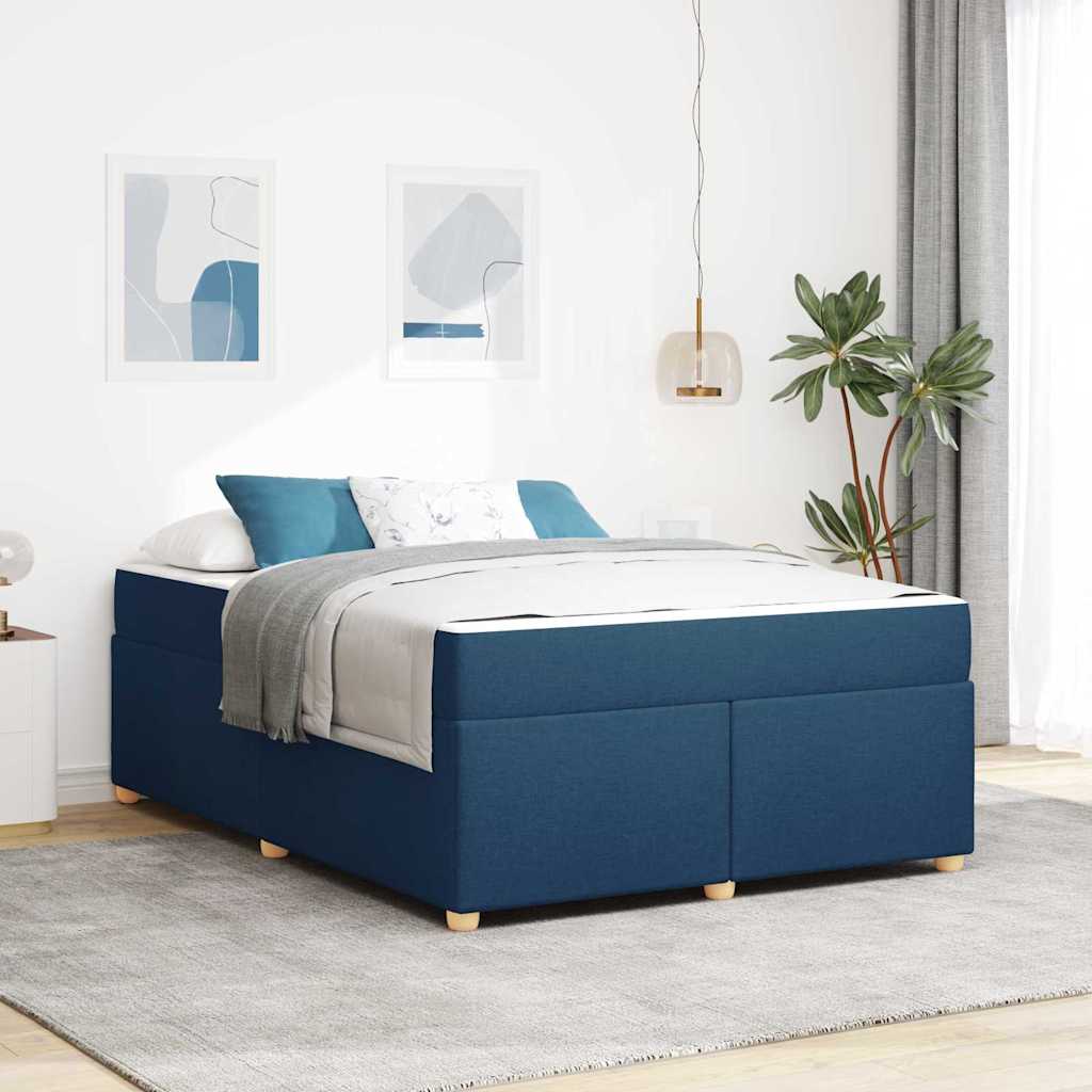 Cadre de lit avec matelas Bleu 140 x 200 cm tissu - XIOS