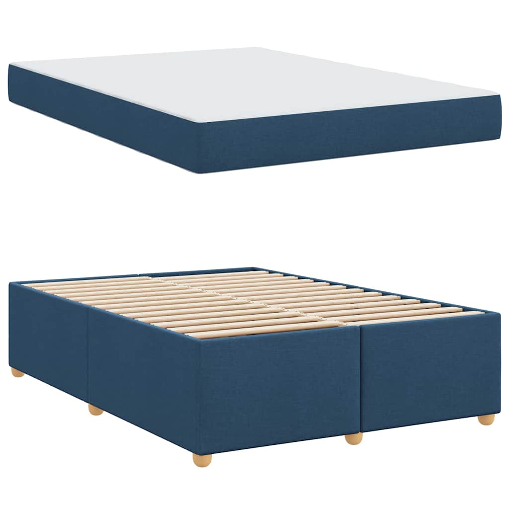 Cadre de lit avec matelas Bleu 140 x 200 cm tissu - XIOS