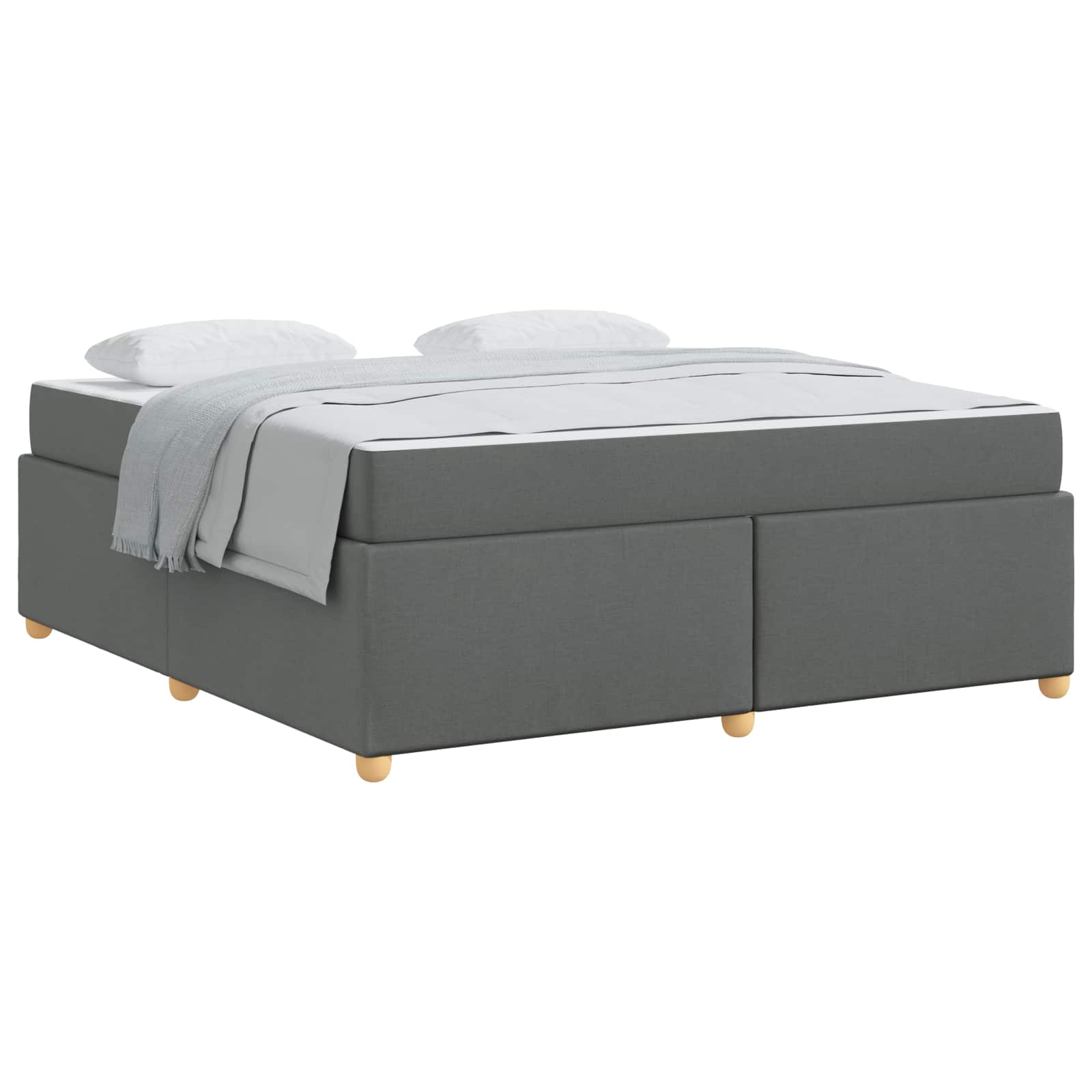 Cadre de lit avec matelas Gris foncé 180 x 200 cm tissu