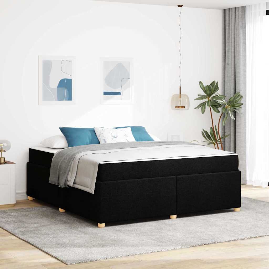Cadre de lit avec matelas Noir 180 x 200 cm tissu - XIOS