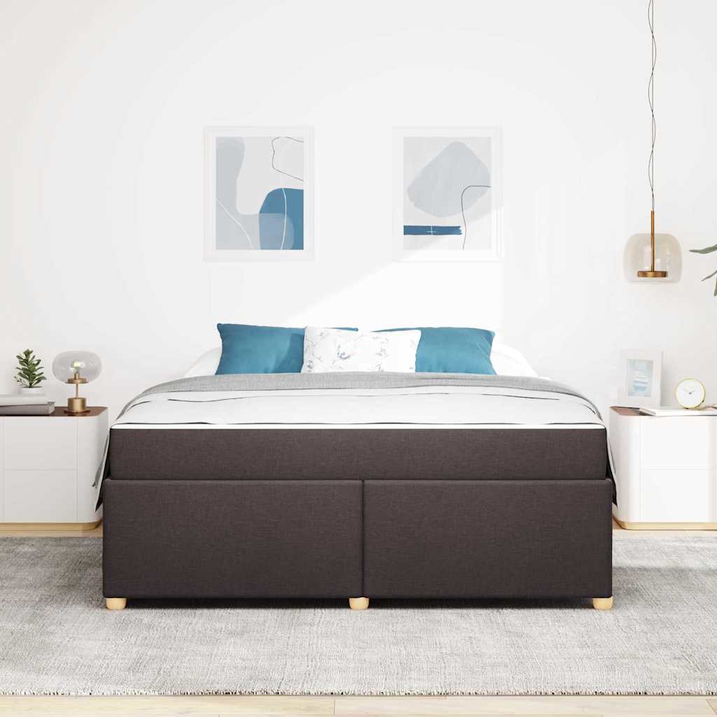 Cadre de lit avec matelas Marron foncé 180 x 200 cm tissu - XIOS