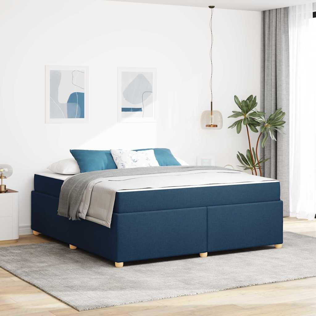 Cadre de lit avec matelas Bleu 180 x 200 cm tissu - XIOS