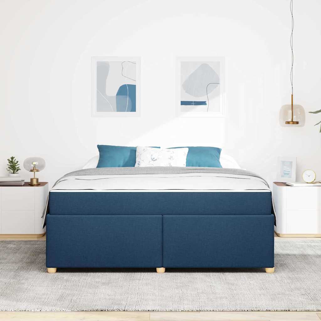 Cadre de lit avec matelas Bleu 180 x 200 cm tissu - XIOS