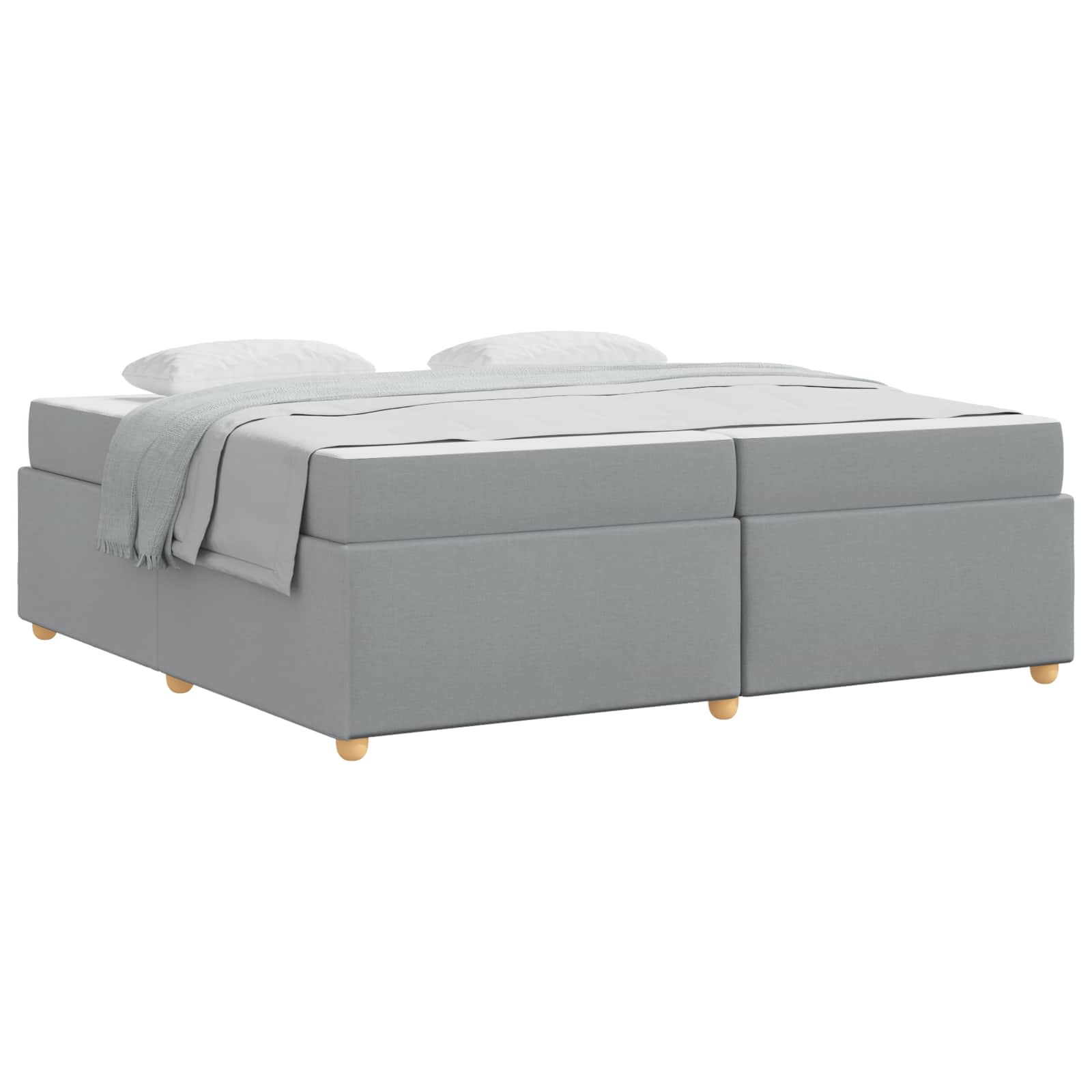 Cadre de lit avec matelas Gris clair 200 x 200 cm tissu - XIOS