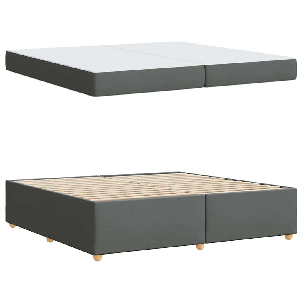 Cadre de lit avec matelas Gris foncé 200 x 200 cm tissu - XIOS