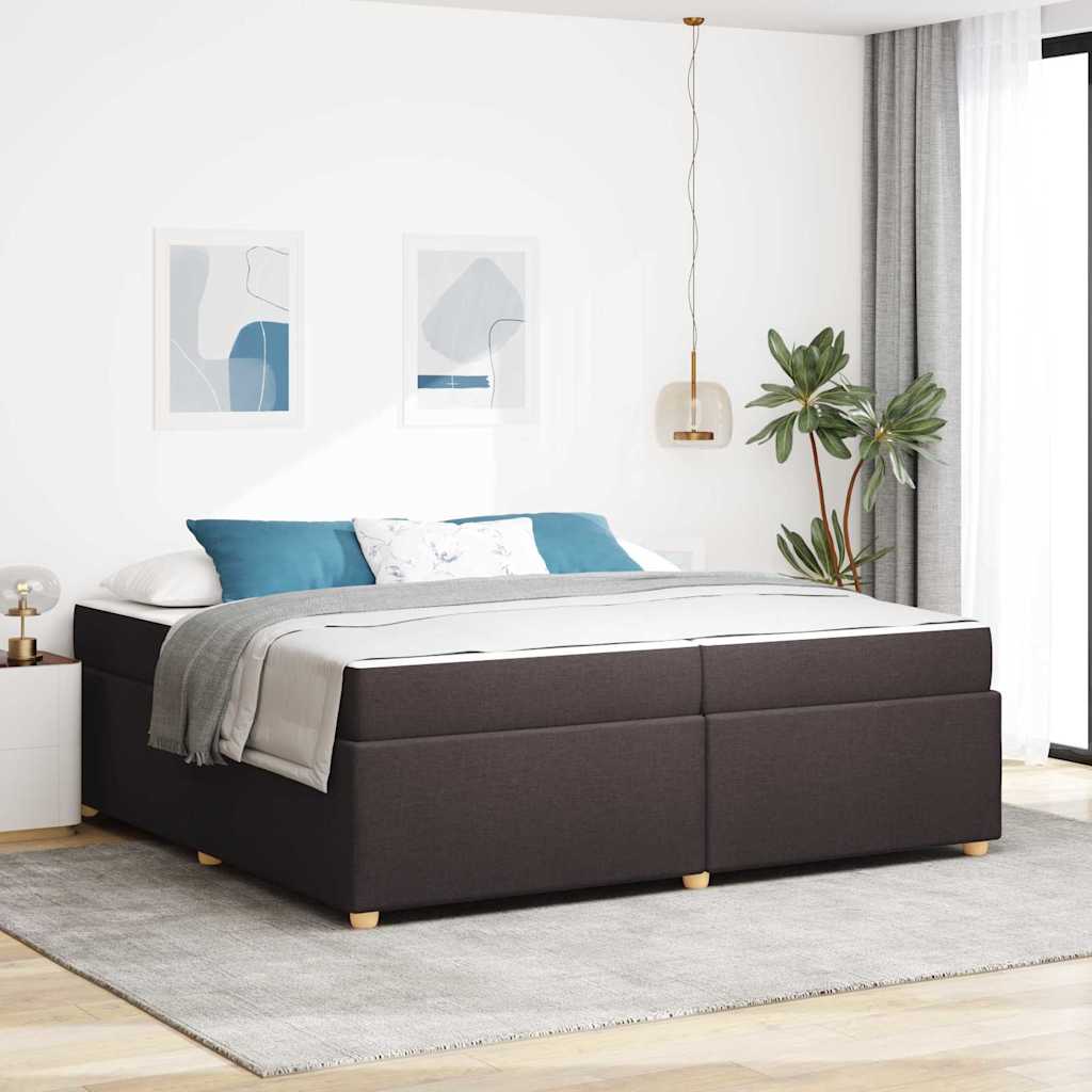 Cadre de lit avec matelas Marron foncé 200 x 200 cm tissu - XIOS