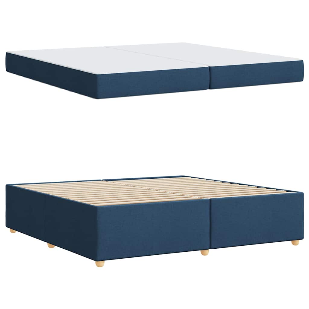 Cadre de lit avec matelas Bleu 200 x 200 cm tissu - XIOS