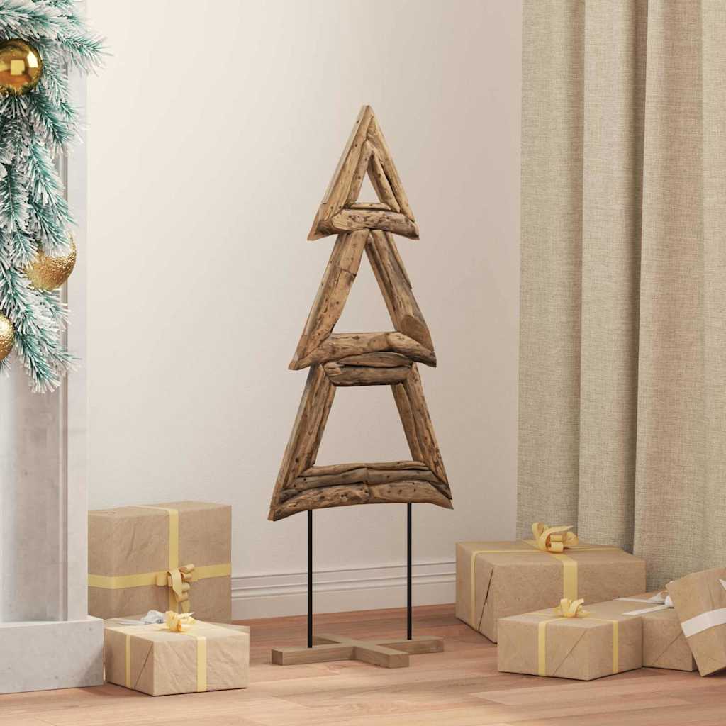 Sapin de Noël avec support Marron 90 cm Bois de teck solide - XIOS