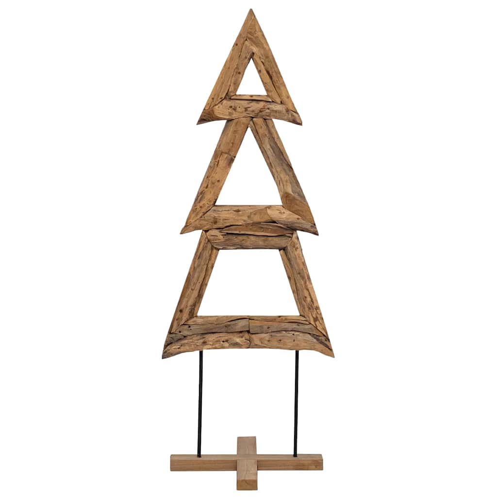Sapin de Noël avec support Marron 90 cm Bois de teck solide - XIOS