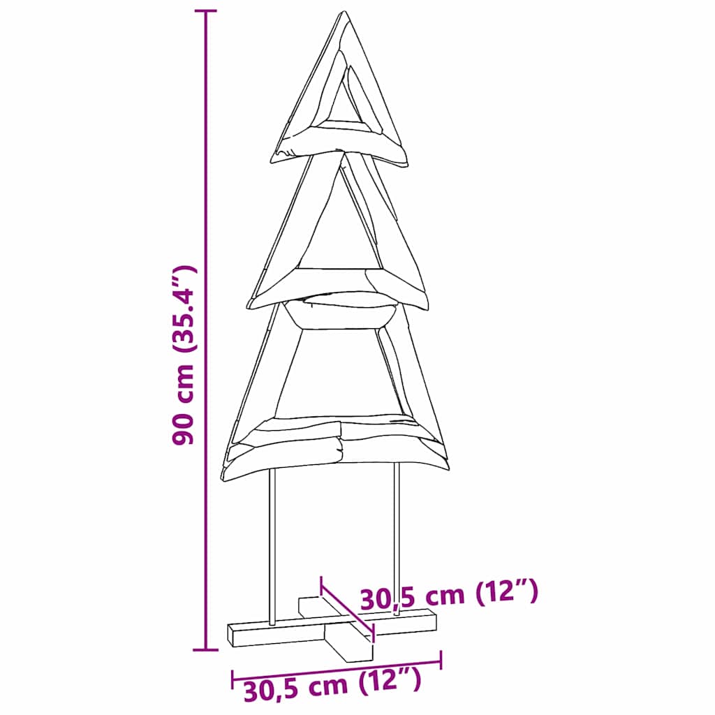 Sapin de Noël avec support Marron 90 cm Bois de teck solide - XIOS
