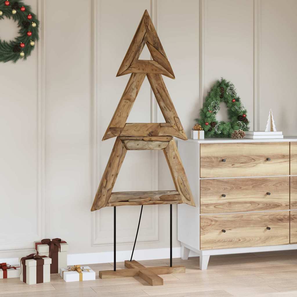 Sapin de Noël avec support Marron 181 cm Bois de teck solide - XIOS