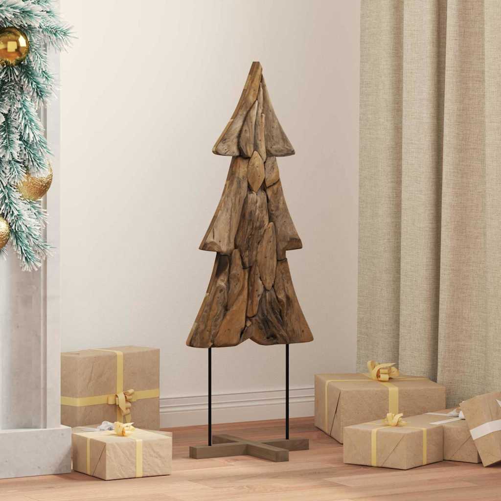 Sapin de Noël avec support Marron 90 cm Bois de teck solide - XIOS
