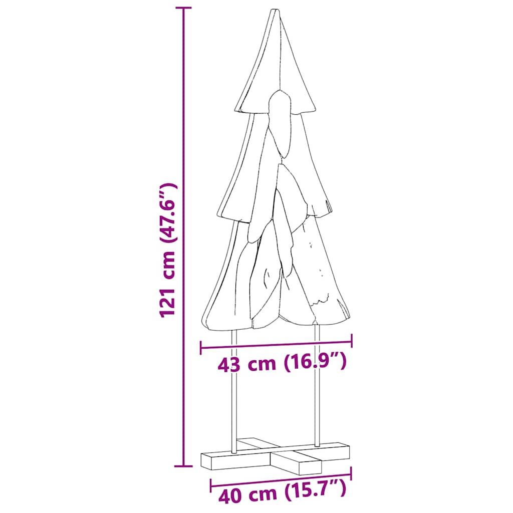 Sapin de Noël avec support Marron 120 cm Bois de teck solide - XIOS