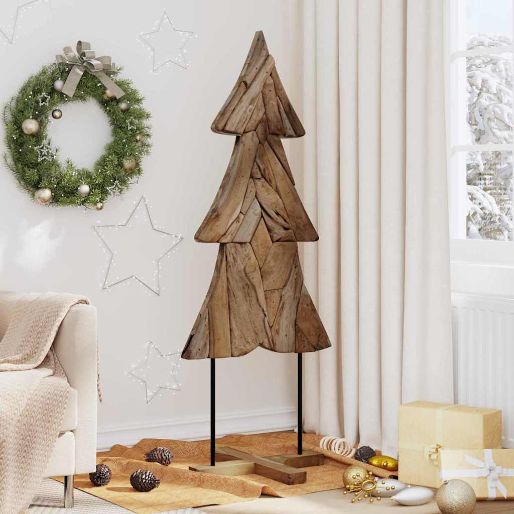 Sapin de Noël avec support Marron 151 cm Bois de teck solide - XIOS