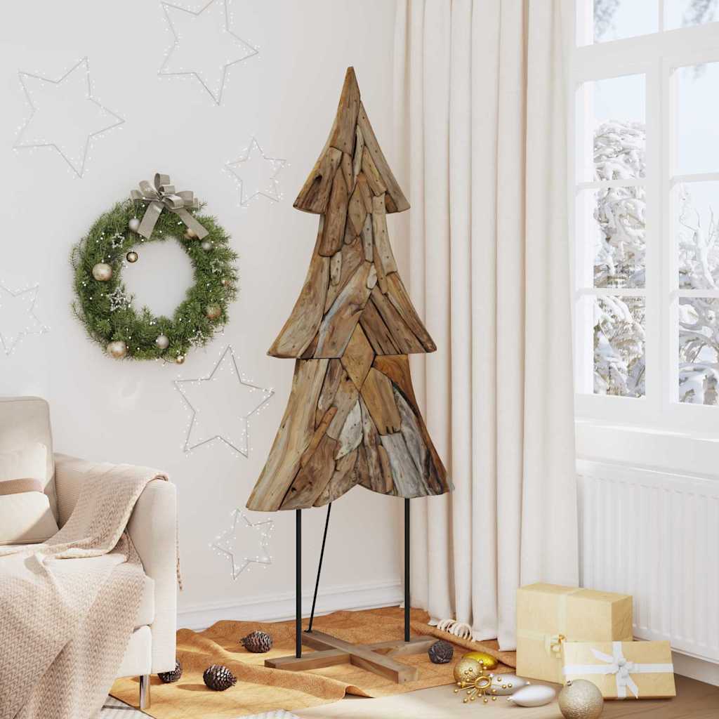 Sapin de Noël avec support Marron 180 cm Bois de teck solide - XIOS