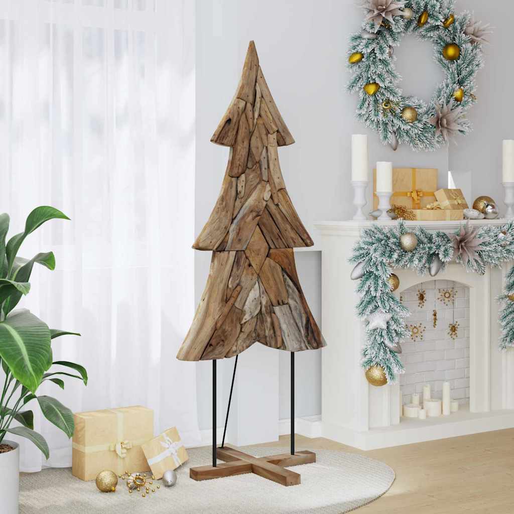 Sapin de Noël avec support Marron 180 cm Bois de teck solide - XIOS