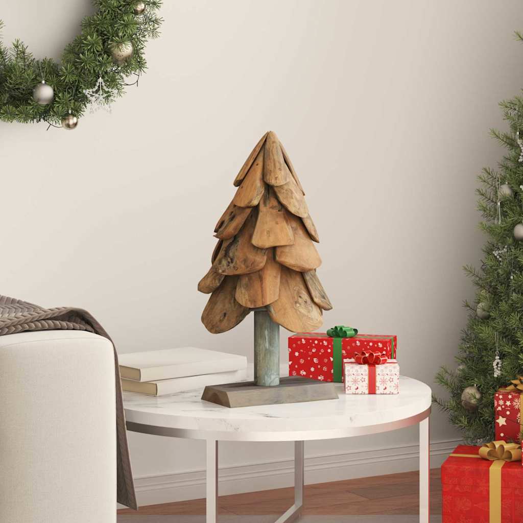 Sapin de Noël avec support Marron 61 cm Bois de teck solide - XIOS