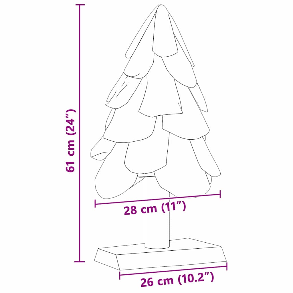 Sapin de Noël avec support Marron 61 cm Bois de teck solide - XIOS