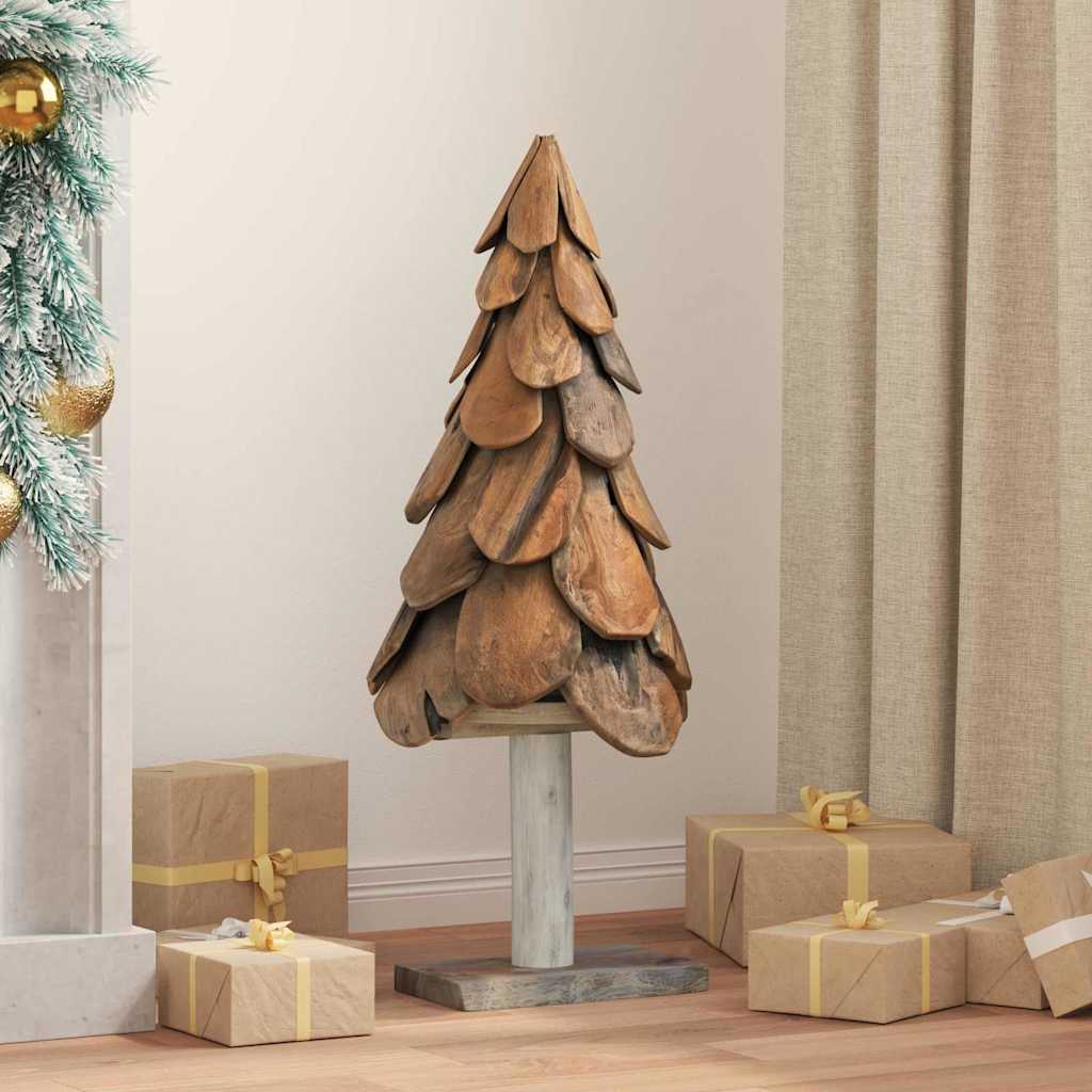 Sapin de Noël avec support Marron 90 cm Bois de teck solide - XIOS