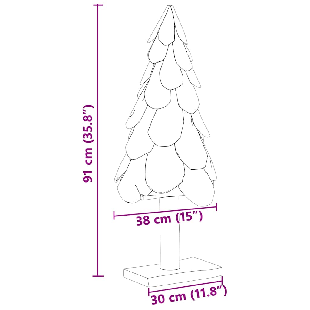 Sapin de Noël avec support Marron 90 cm Bois de teck solide - XIOS