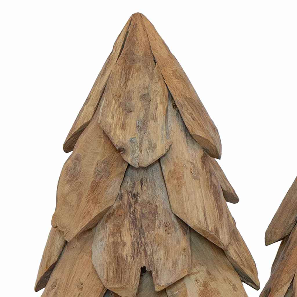 Sapin de Noël avec support 3 pcs Marron Bois de teck solide - XIOS