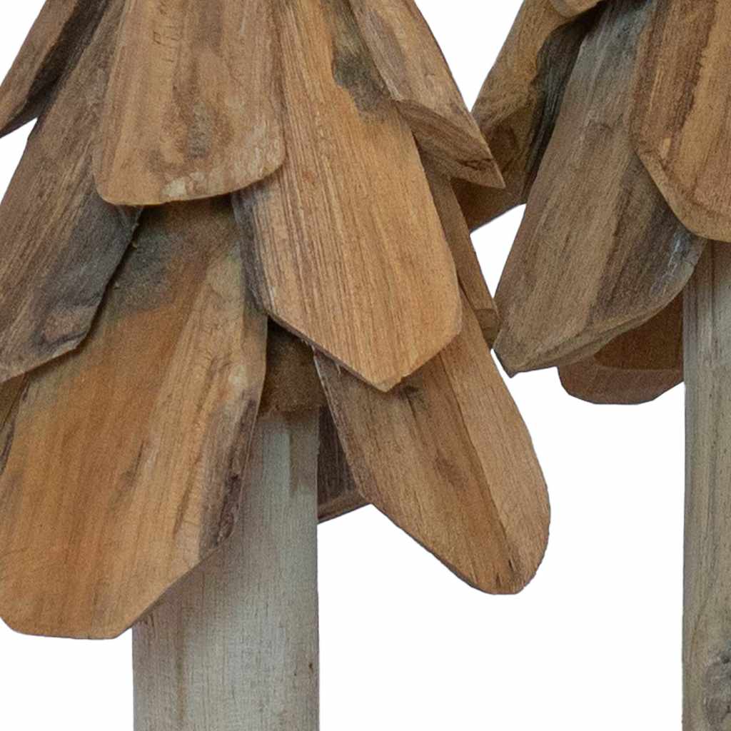 Sapin de Noël avec support 3 pcs Marron Bois de teck solide - XIOS
