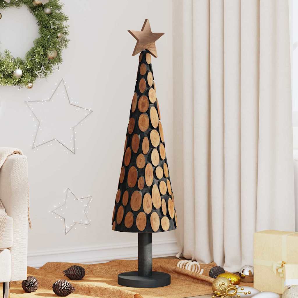 Sapin de Noël avec support Marron 120 cm Bois de teck solide - XIOS