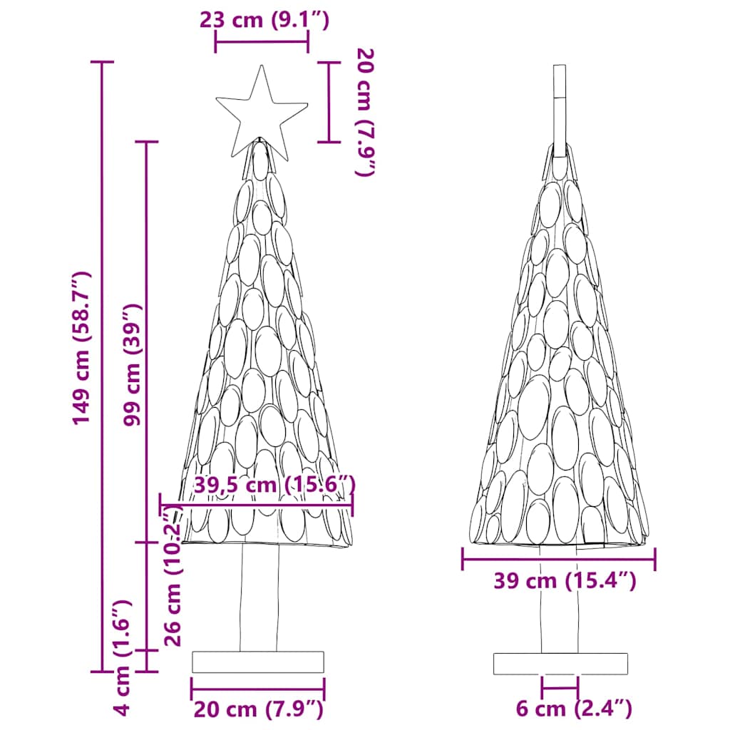 Sapin de Noël avec support Marron 150 cm Bois de teck solide - XIOS