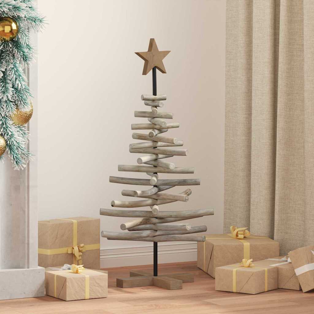 Sapin de Noël avec support Marron 90 cm Bois de teck solide - XIOS