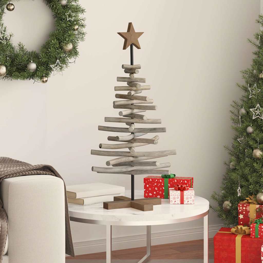 Sapin de Noël avec support Marron 90 cm Bois de teck solide - XIOS