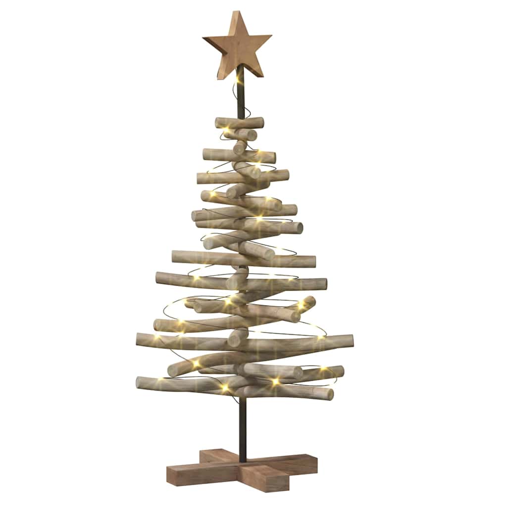 Sapin de Noël avec support Marron 90 cm Bois de teck solide - XIOS