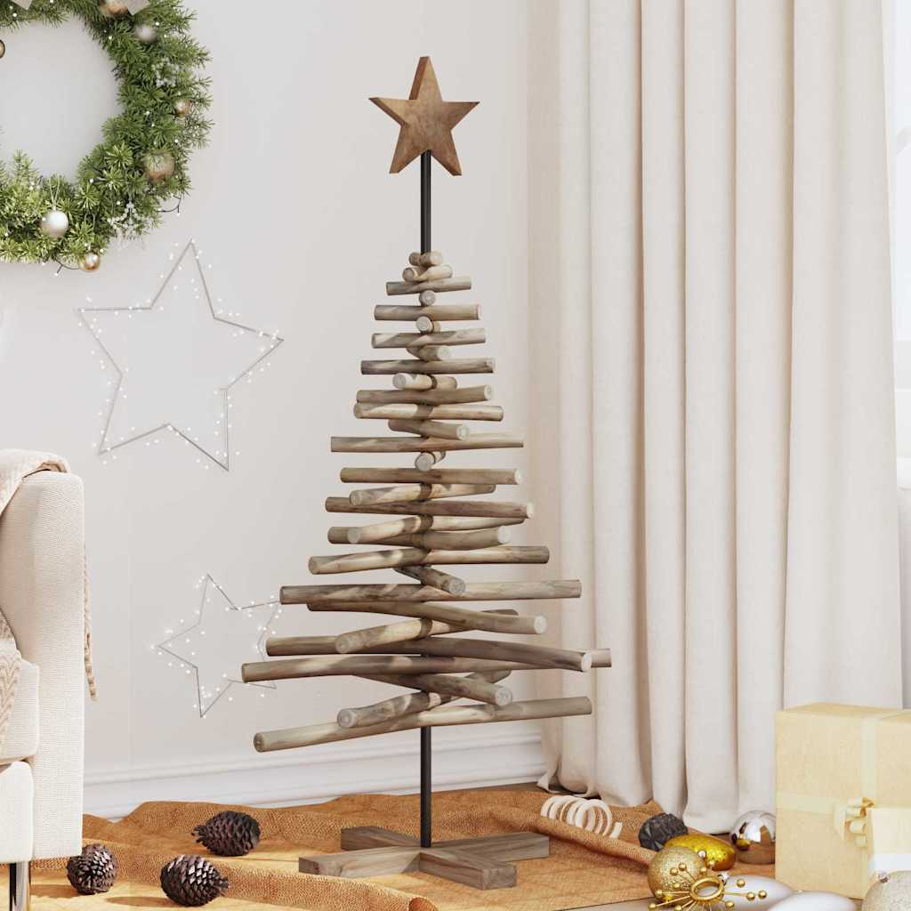 Sapin de Noël avec support Marron 120 cm Bois de teck solide - XIOS