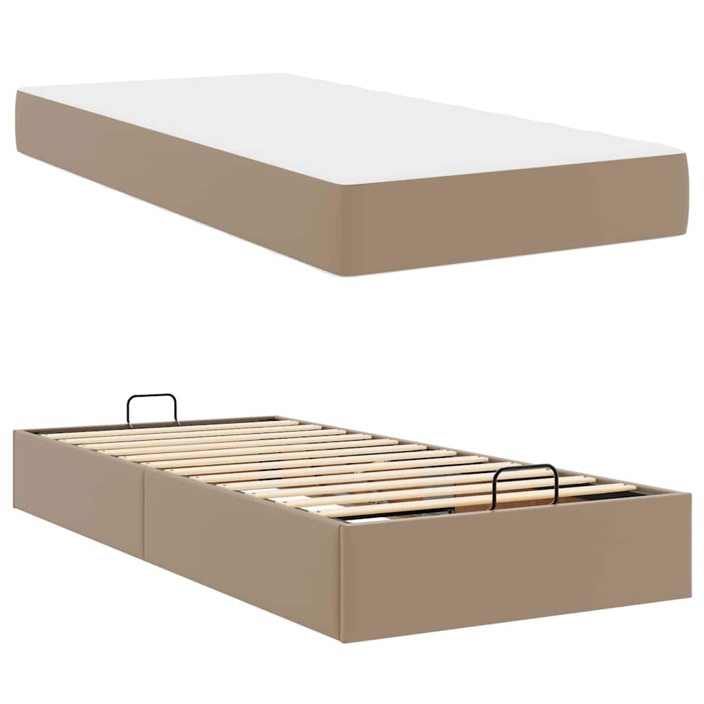 Cadre de lit avec matelas Cappuccino 90 x 190 cm Faux cuir - XIOS