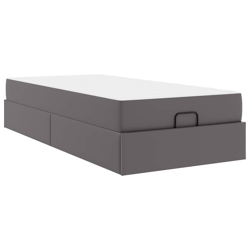 Cadre de lit avec matelas Gris 90 x 200 cm Faux cuir - XIOS