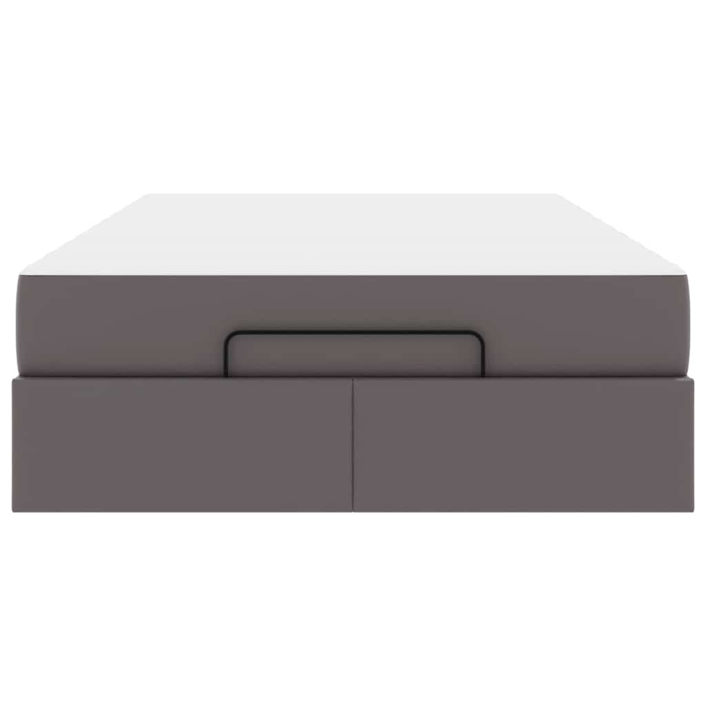 Cadre de lit avec matelas Gris 120 x 190 cm Faux cuir - XIOS