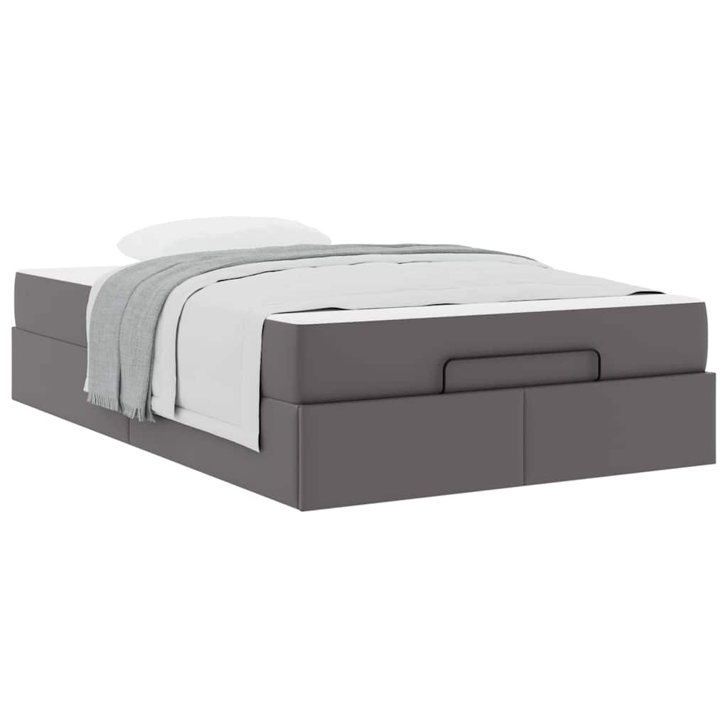 Cadre de lit avec matelas Gris 120 x 190 cm Faux cuir - XIOS