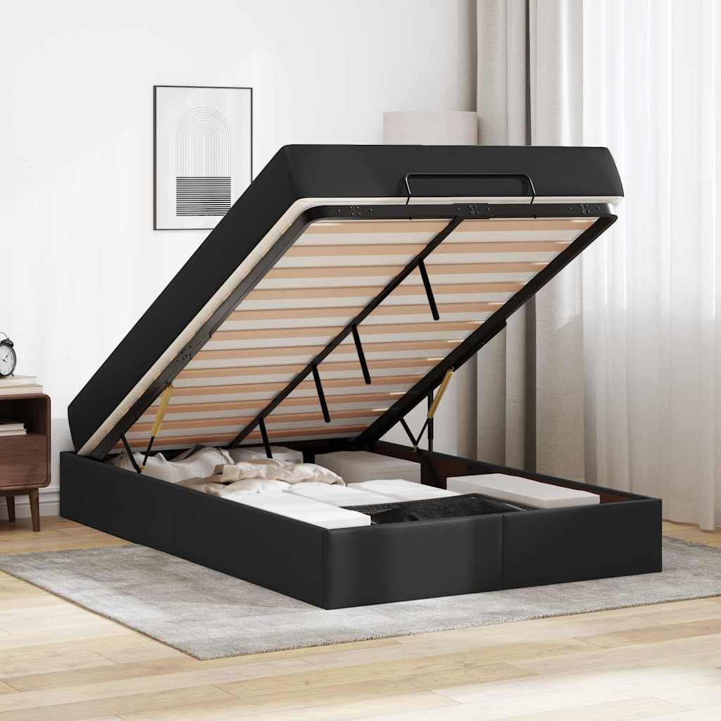 Cadre de lit avec matelas Noir 120 x 200 cm Faux cuir - XIOS