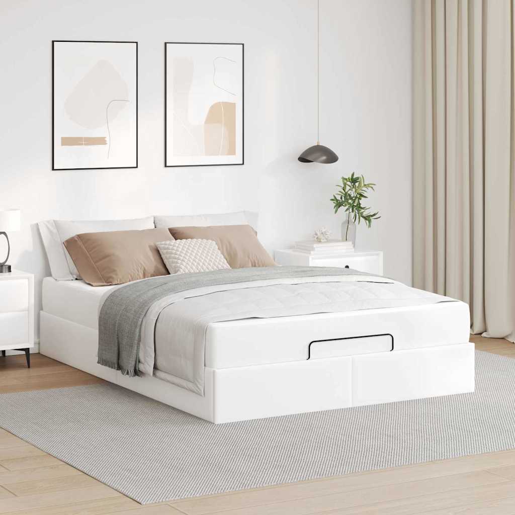 Cadre de lit avec matelas Blanc pur 140 x 190 cm Faux cuir - XIOS