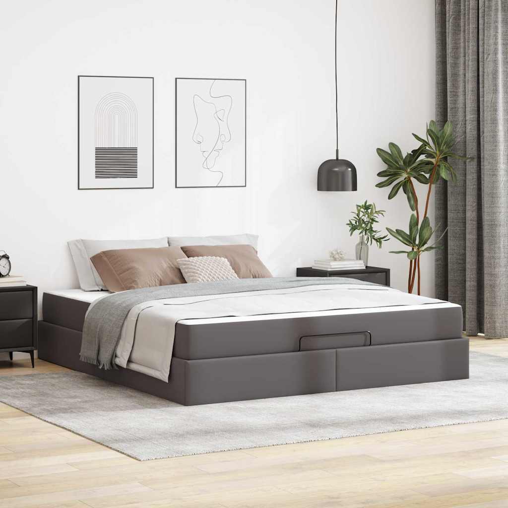 Cadre de lit avec matelas Gris 180 x 200 cm Faux cuir - XIOS