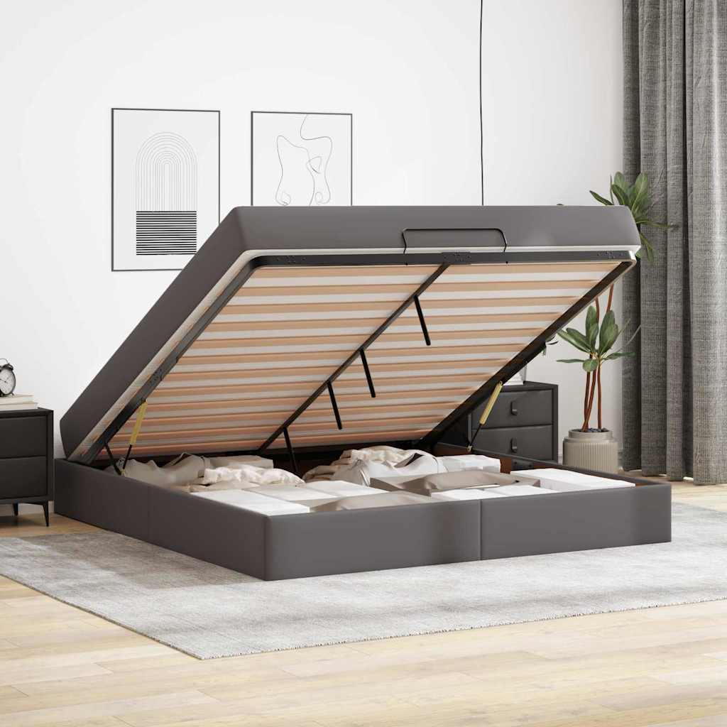 Cadre de lit avec matelas Gris 180 x 200 cm Faux cuir - XIOS