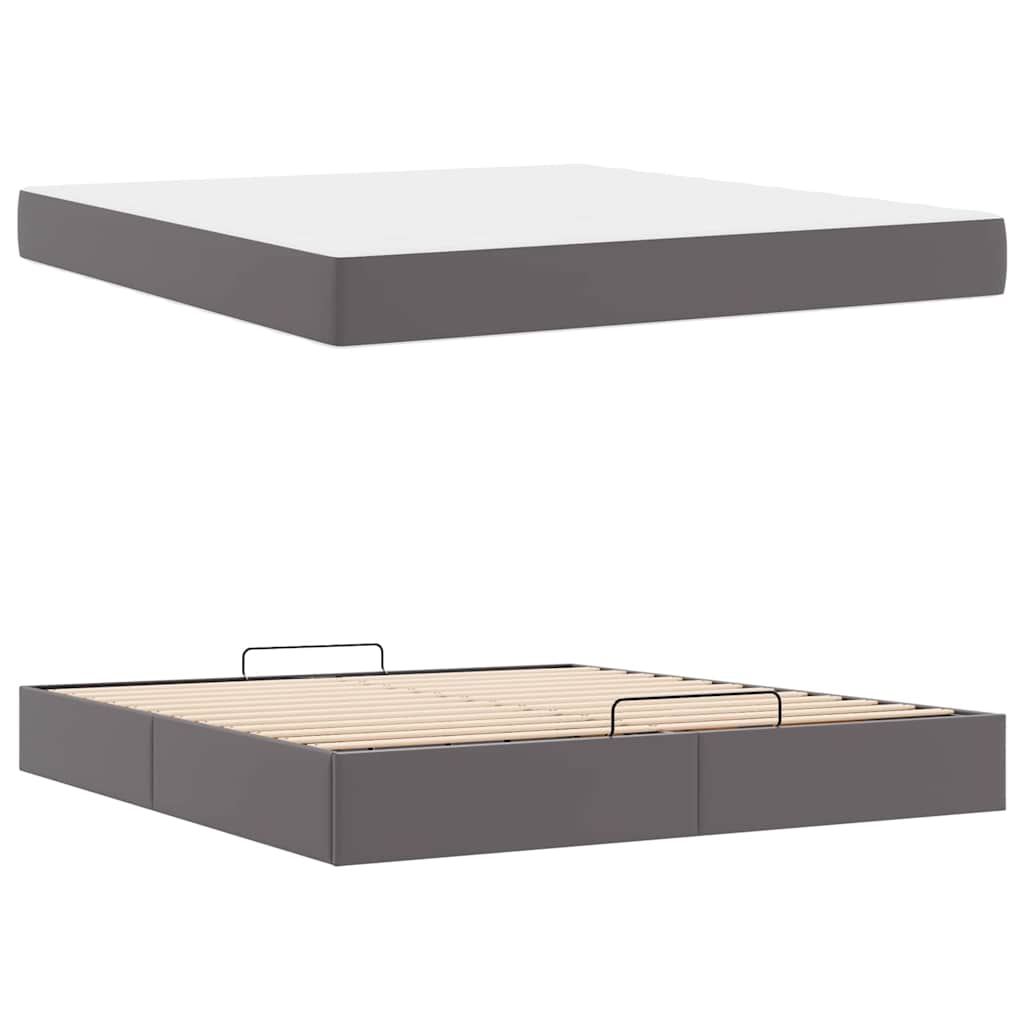 Cadre de lit avec matelas Gris 180 x 200 cm Faux cuir - XIOS