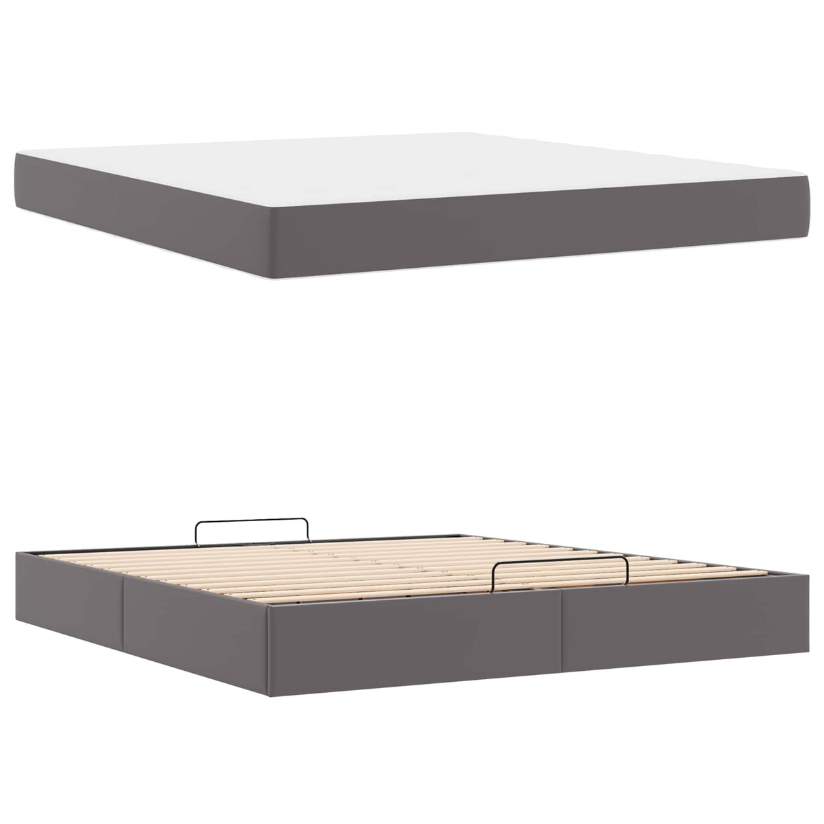 Cadre de lit avec matelas Autre 2 pièces Gris PVC