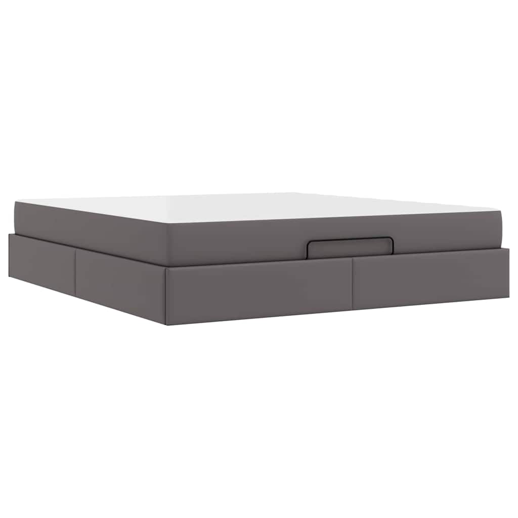 Cadre de lit avec matelas Gris 180 x 200 cm Faux cuir - XIOS