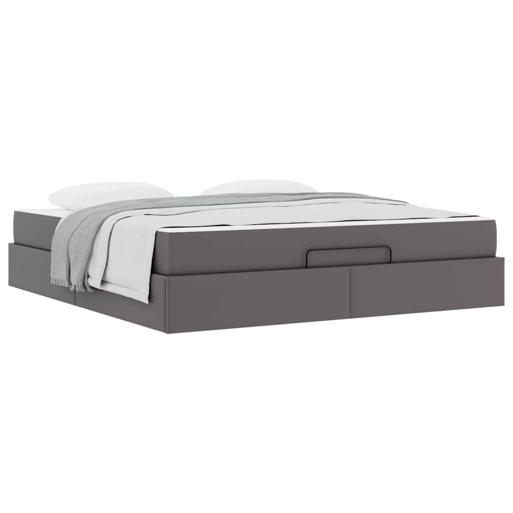 Cadre de lit avec matelas Gris 180 x 200 cm Faux cuir - XIOS