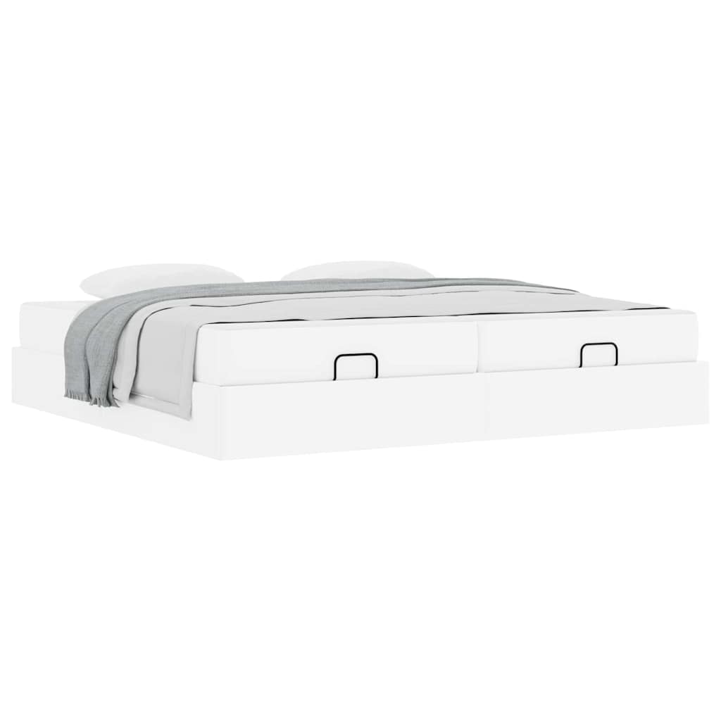 Cadre de lit avec matelas Blanc pur 200 x 200 cm Faux cuir - XIOS