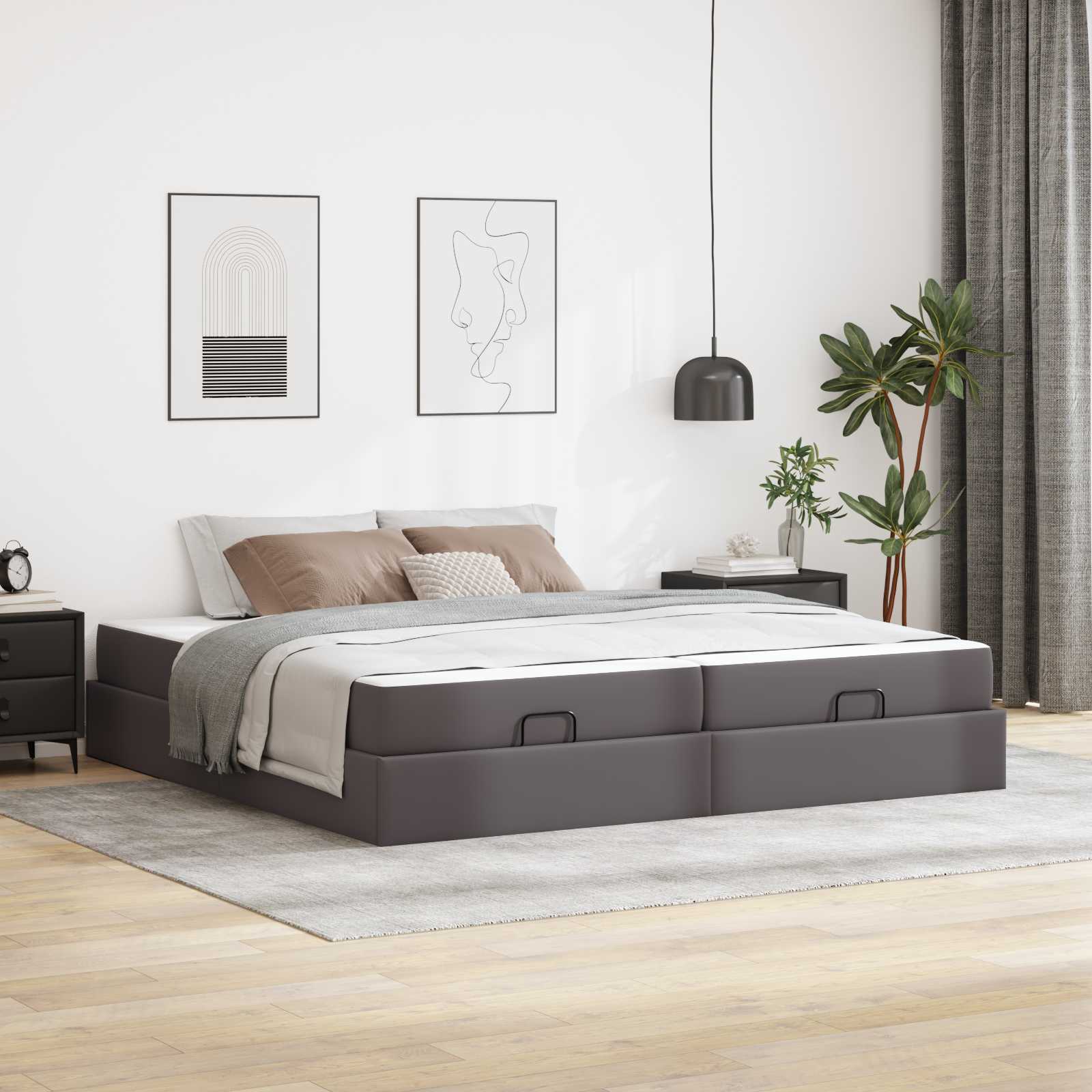 Cadre de lit avec matelas avec matelas 2 pcs Gris PVC - XIOS