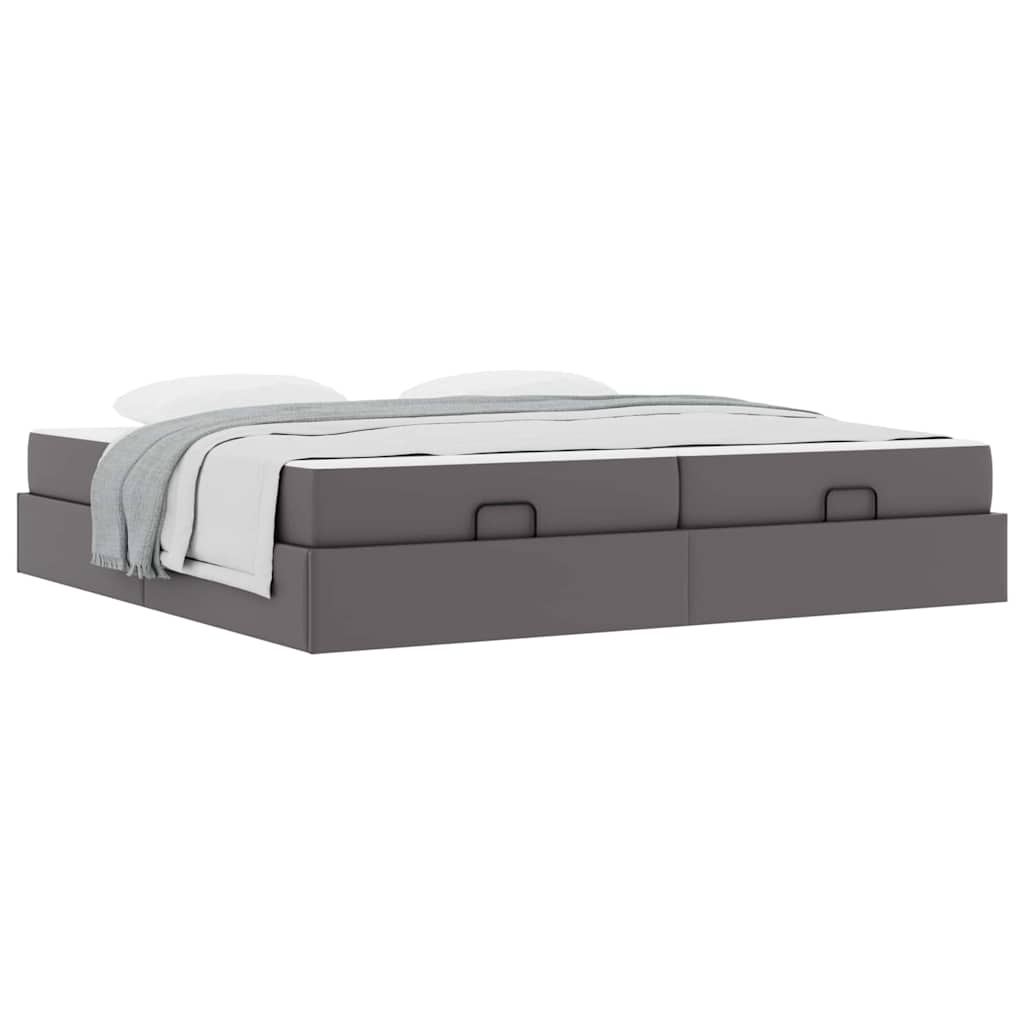 Cadre de lit avec matelas Gris 200 x 200 cm Faux cuir - XIOS