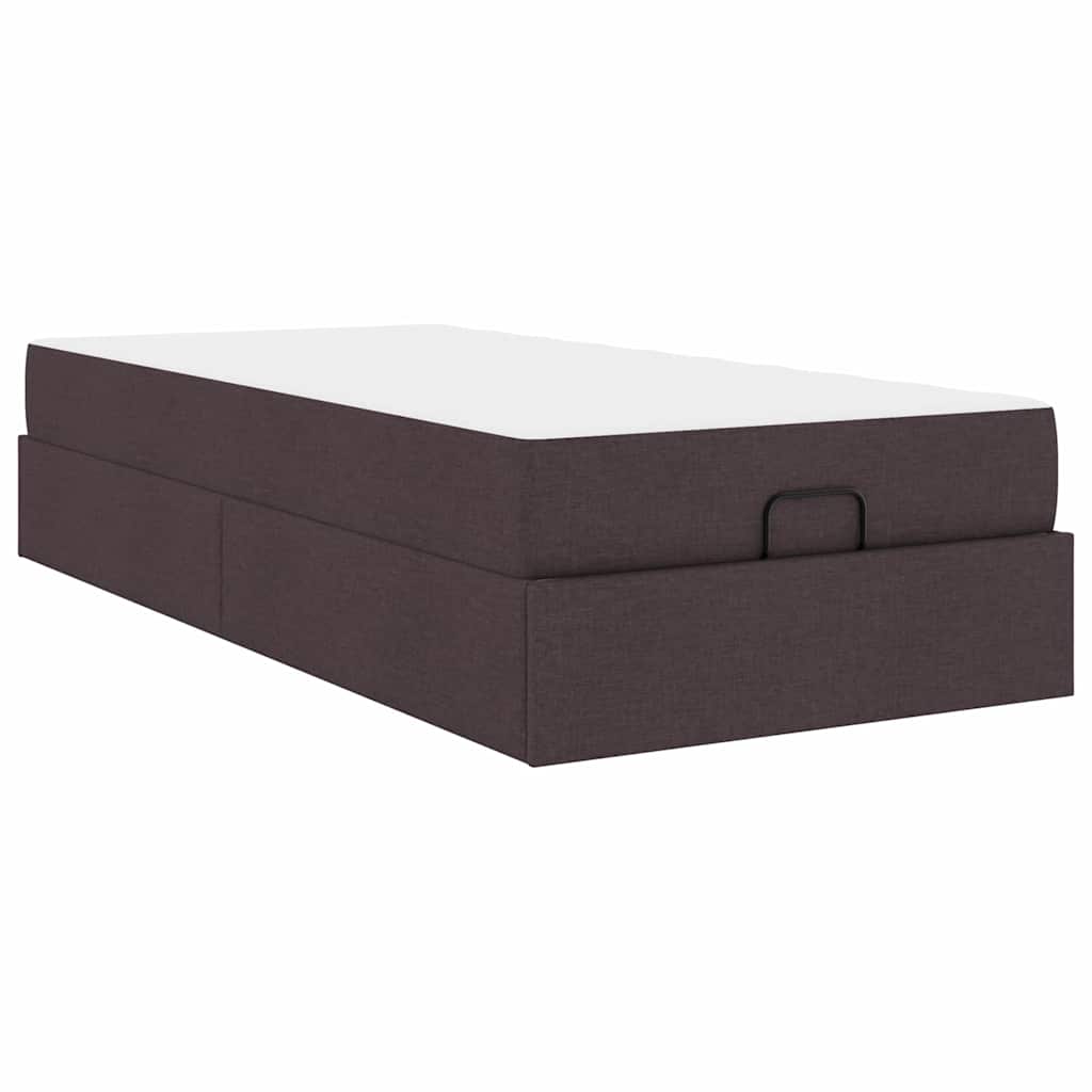 Cadre de lit avec matelas Marron foncé 80 x 200 cm tissu - XIOS