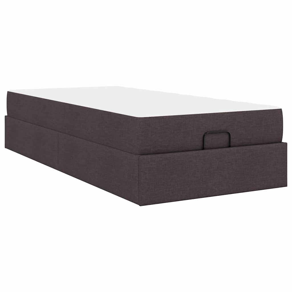Cadre de lit avec matelas Marron foncé 80 x 200 cm tissu - XIOS