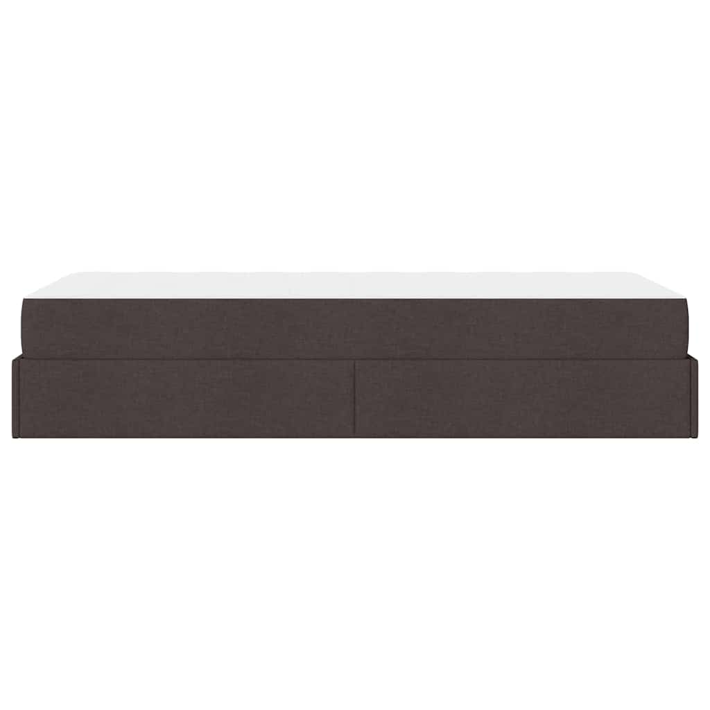 Cadre de lit avec matelas Marron foncé 80 x 200 cm tissu - XIOS